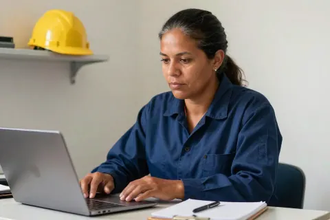 Profissional analisa informações de uma oportunidade de trabalho no computador