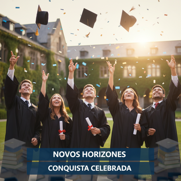Alunos concluindo o ensino medio completo e celebrando
