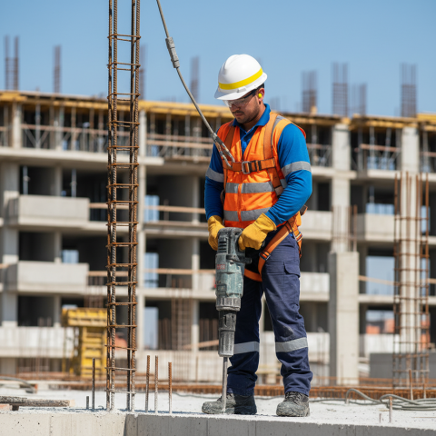 Profissional da construção civil seguindo a NR 18.
