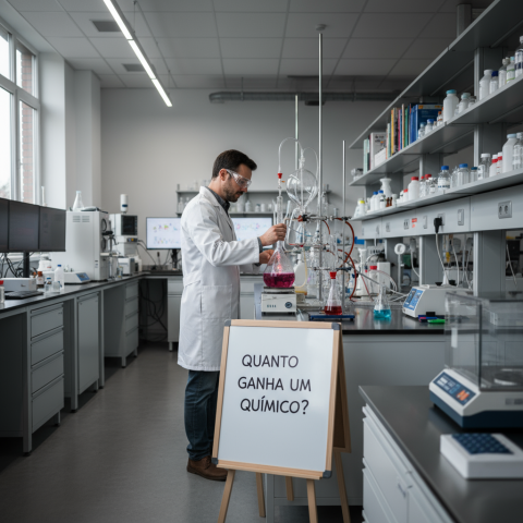 Químico trabalhando em laboratório. Quanto ganha um quimico?