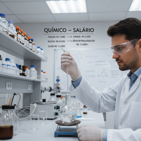 Químico trabalhando em laboratório, representando quanto ganha um quimico.