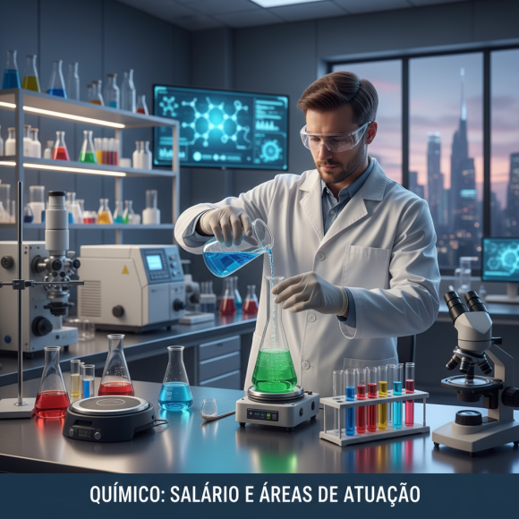 Químico trabalhando em laboratório, representando quanto ganha um quimico.