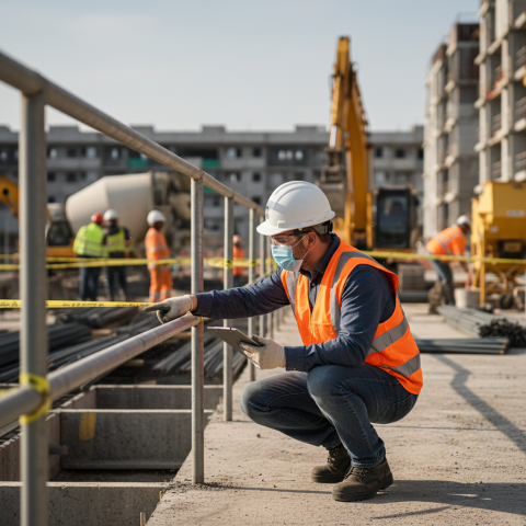 Técnico em segurança do trabalho em inspeção.
